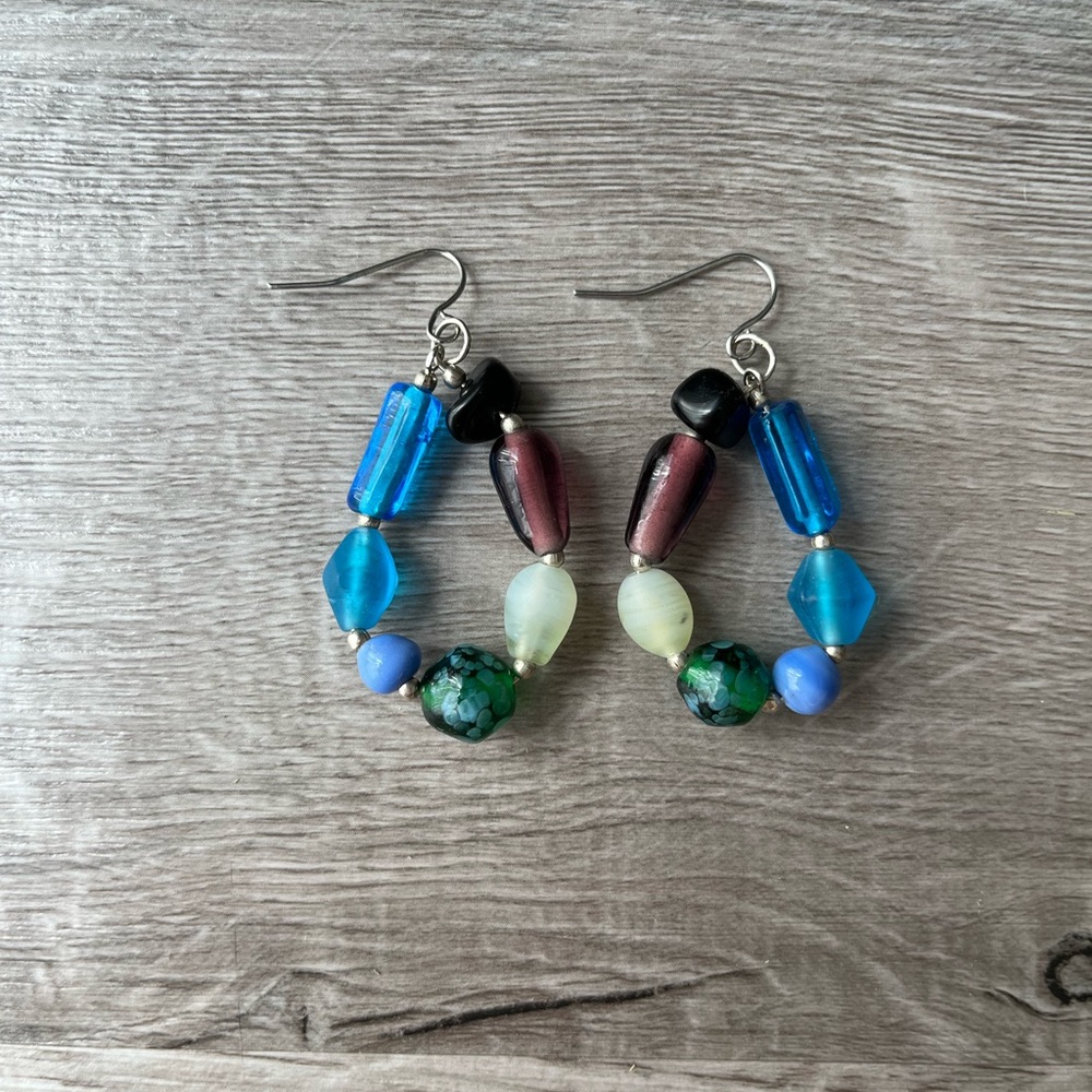 Colorful Beaded Hoop Earrings